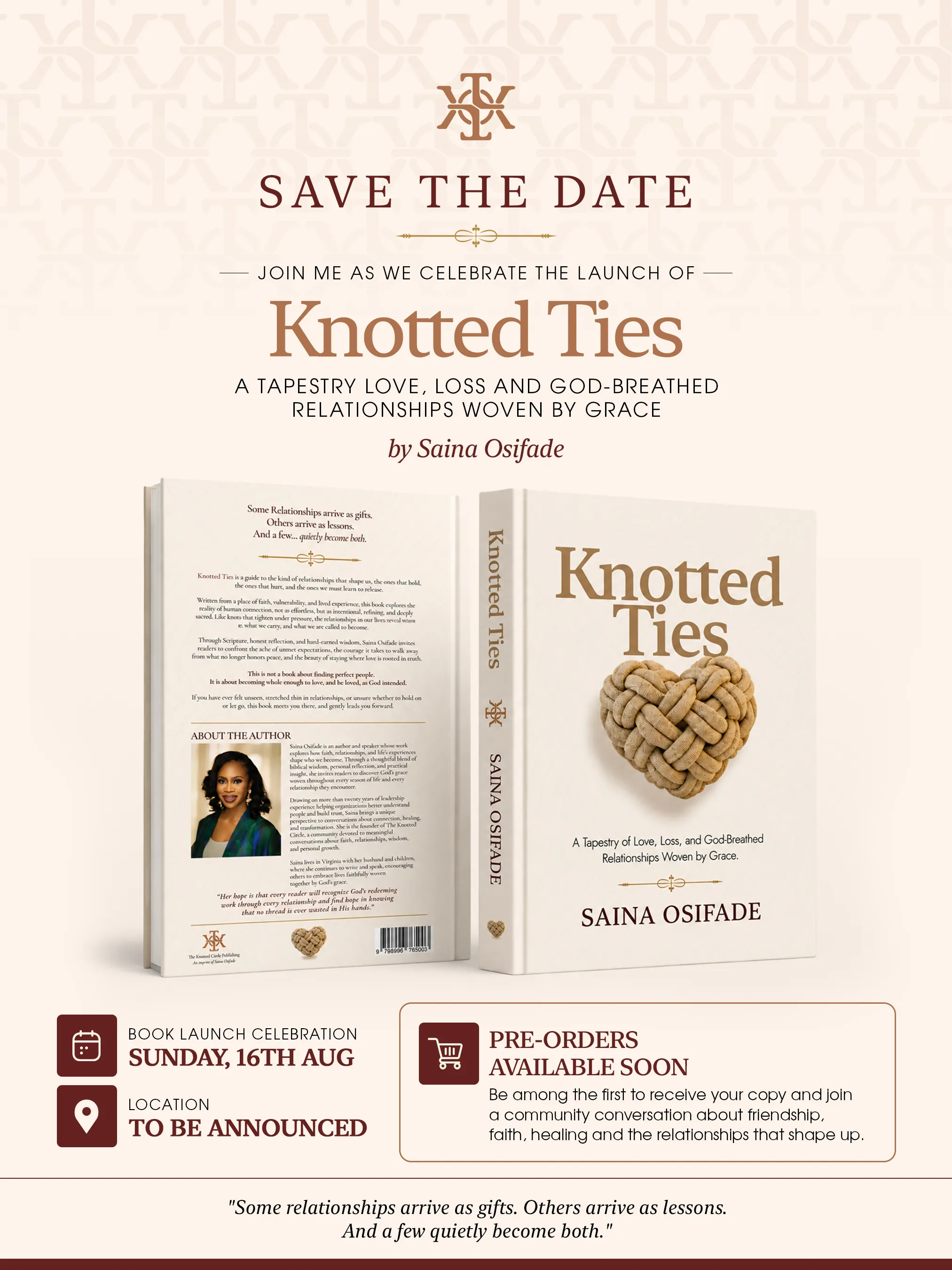 Save the Date - Knotted Ties Book Launch